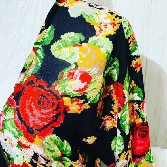 Quinn Floral Kimono Fringe Hem S Small Grandma Core - Picture 4 of 8